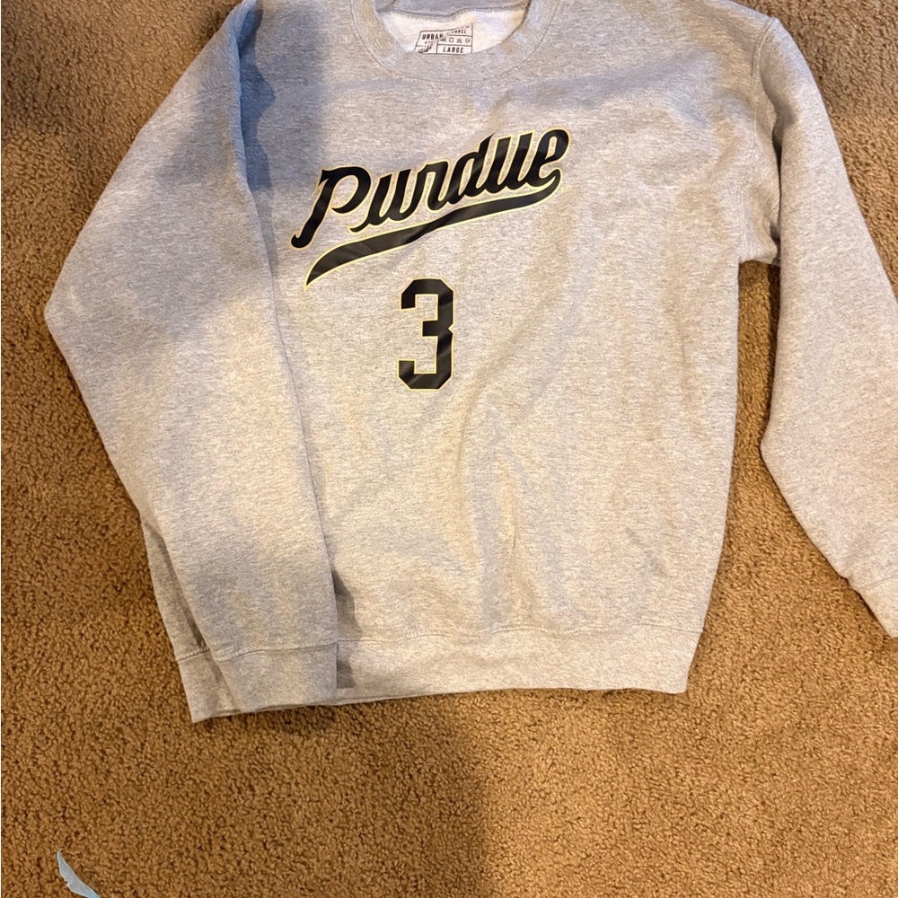 Braden smith Purdue Gray Crewneck Sweatshirt with Number 3